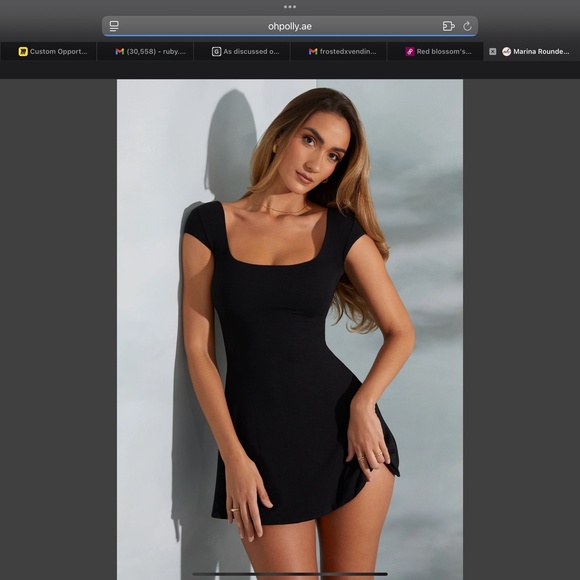 OH POLLY Marina Open Back A-Line Mini Dress in Black 4 - Picture 6 of 7